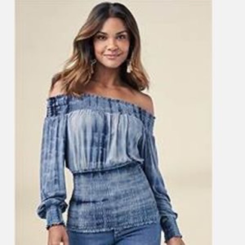 Off-Shoulder Blue Top